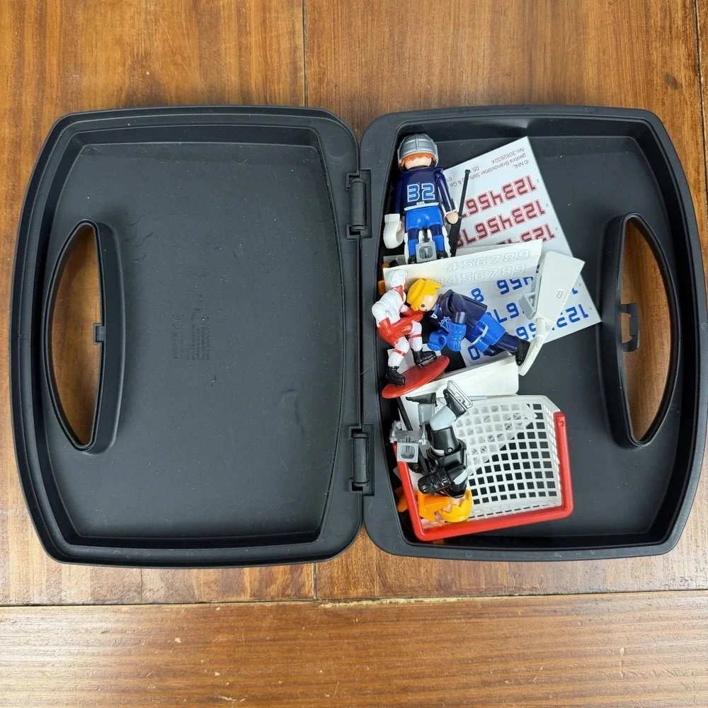 Playmobil NHL Shootout Carry Case 9177 Ice Hockey Net Figures Sticker Lot READ